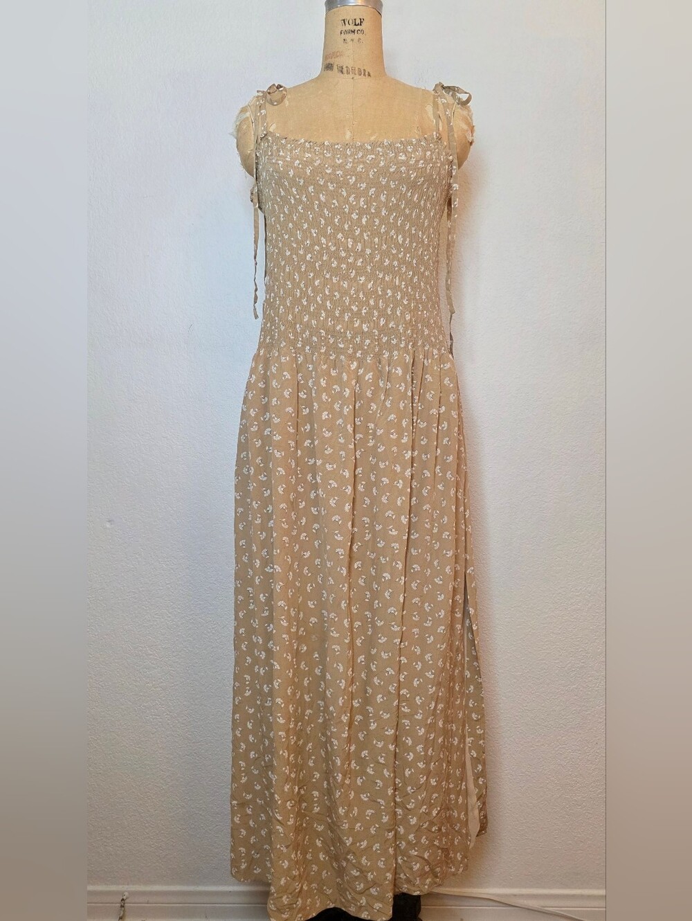 REBECCA TAYLOR Tan Silk Emmy Sleeveless Floral Maxi Dress - Picture 7 of 11